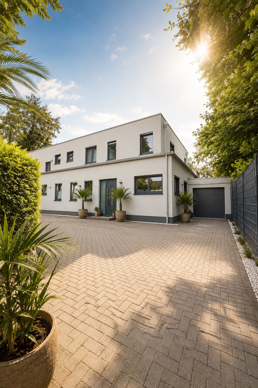 Straßenansicht des Hauses mit privater Zufahrt